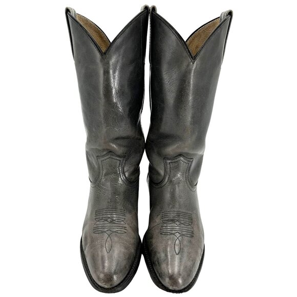 Vintage FRYE Cowboy Boots Men Size 9D Grey Gray Leather Western Rodeo Dress Boot - Picture 9 of 15